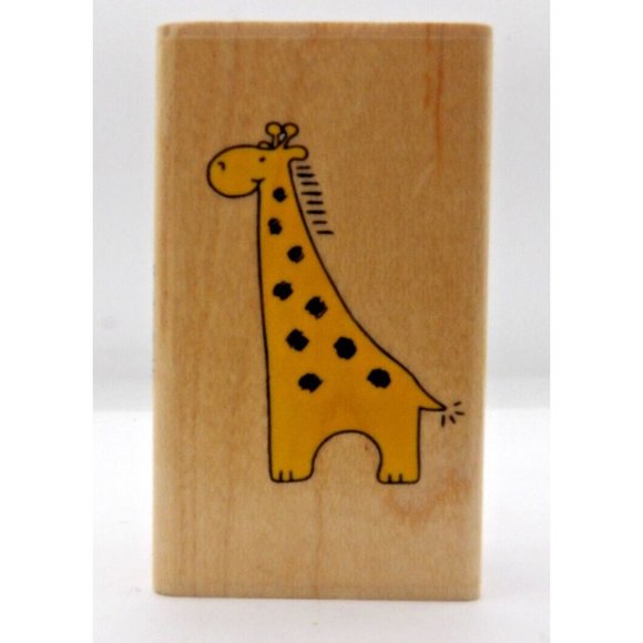 Stamp "Happy Giraffe"  #FF1005 Stampendous ©2000 2¾" x 1 ½" - Picture 1 of 5